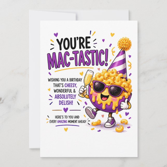 Festiva Tarjeta divertida de cumpleaños de Macarrones con  (Anverso)