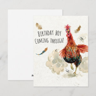 Festiva Tarjeta divertida de cumpleaños del gallo para él
