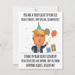 Festiva Tarjeta divertida de cumpleaños número 70 de Trump