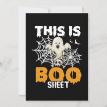 Tarjeta divertida de Halloween con fantasma y hoja