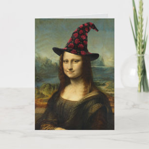 Festiva Tarjeta divertida de Halloween de la Mona Lisa