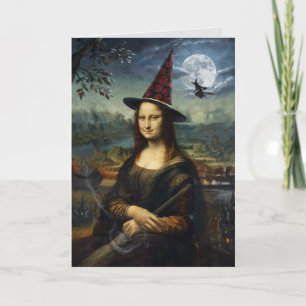 Festiva Tarjeta divertida de Halloween de la Mona Lisa