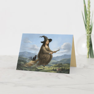 Festiva Tarjeta divertida de Halloween de la Mona Lisa bru