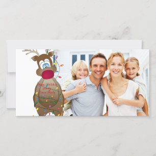 Festiva Tarjeta divertida de la foto de familia del reno
