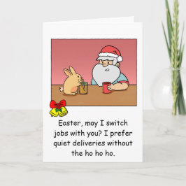 Festiva Tarjeta divertida de Navidad: Santa cambiando de t