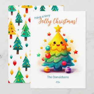 Festiva Tarjeta divertida de Navidades de árbol