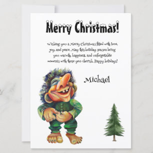 Festiva Tarjeta divertida de Navidades de trolls con nombr
