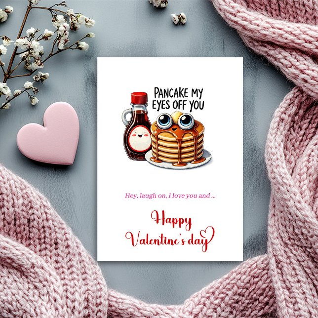 Festiva Tarjeta divertida de panqueque mis ojos de ti te a (Funny pancake my eyes off you I love you Card)