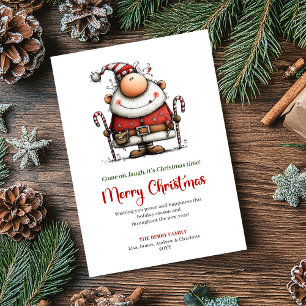 Festiva Tarjeta divertida de Papá Noel minimalista con sal