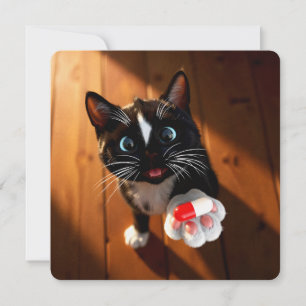 Festiva Tarjeta Divertida de Recuperación Gato Entrega t