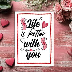 Festiva Tarjeta divertida de San Valentín con cita de amor