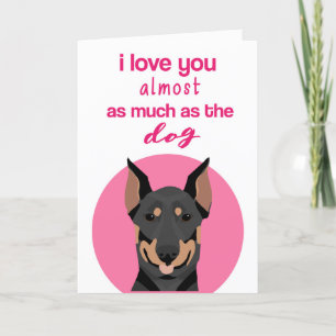 Festiva Tarjeta divertida de San Valentín de Doberman