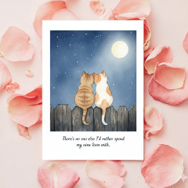 Festiva Tarjeta divertida de San Valentín de gato para mar