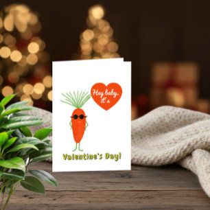 Festiva Tarjeta divertida de San Valentín de zanahoria