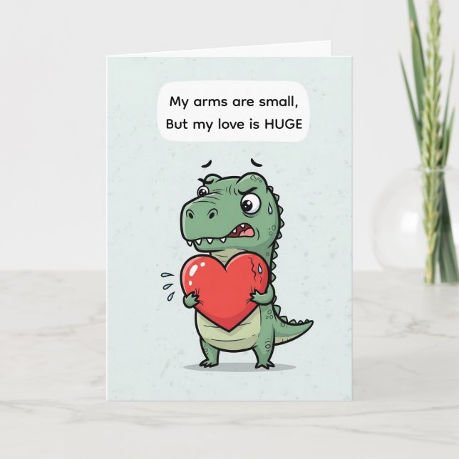 Festiva Tarjeta divertida de San Valentín del T-Rex – Te a (Anverso)