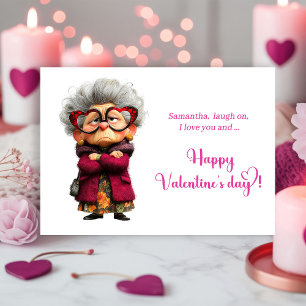 Festiva Tarjeta divertida de San Valentín para una anciana