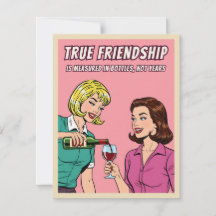 Tarjeta divertida de vino con humor retro para mej