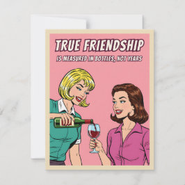 Festiva Tarjeta divertida de vino con humor retro para mej