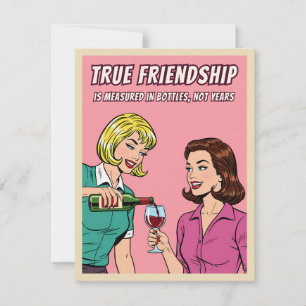 Festiva Tarjeta divertida de vino con humor retro para mej