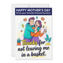 Tarjeta divertida del Día de la Madre de hijo o hi