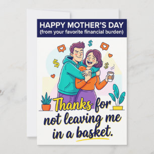 Festiva Tarjeta divertida del Día de la Madre de hijo o hi