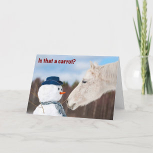 Festiva Tarjeta divertida para Navidades de caballos y nar