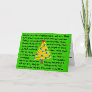 Festiva Tarjeta divertida para Navidades de enfermería
