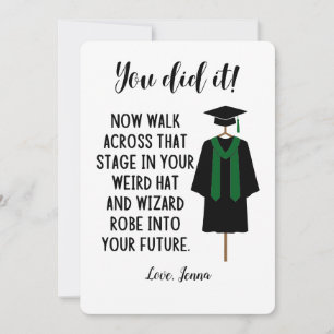 Festiva Tarjeta Divertida Personalizada de Graduación de T