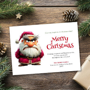 Festiva Tarjeta divertida y caprichosa de saludo navideño