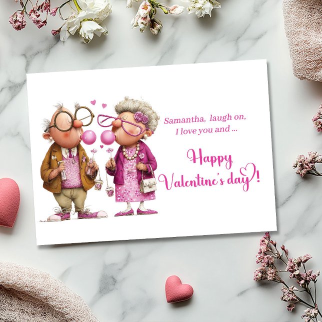 Festiva Tarjeta divertida y original de San Valentín para  (Funny Quirky Valentine Card Colorful Couple)