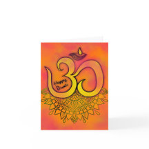 Tarjeta Diwali Naranja Aum Mandala