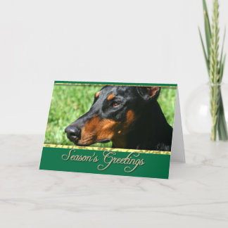 Festiva Tarjeta Doberman Pinscher de saludos de temporada