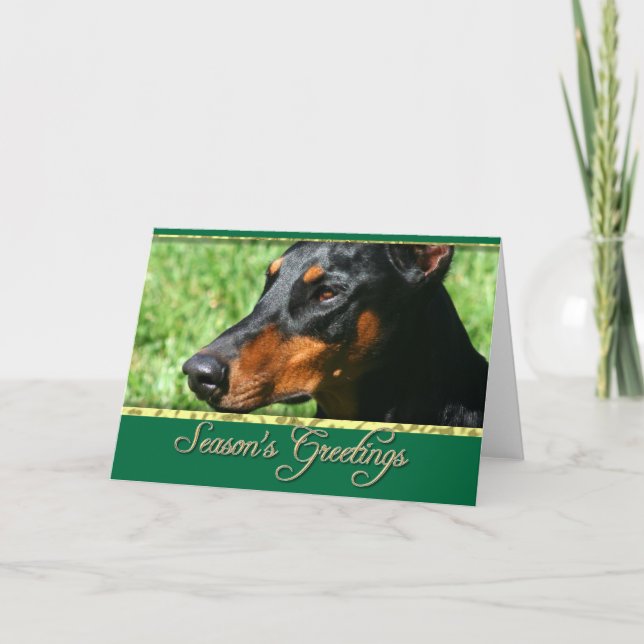Festiva Tarjeta Doberman Pinscher de saludos de temporada (Anverso)