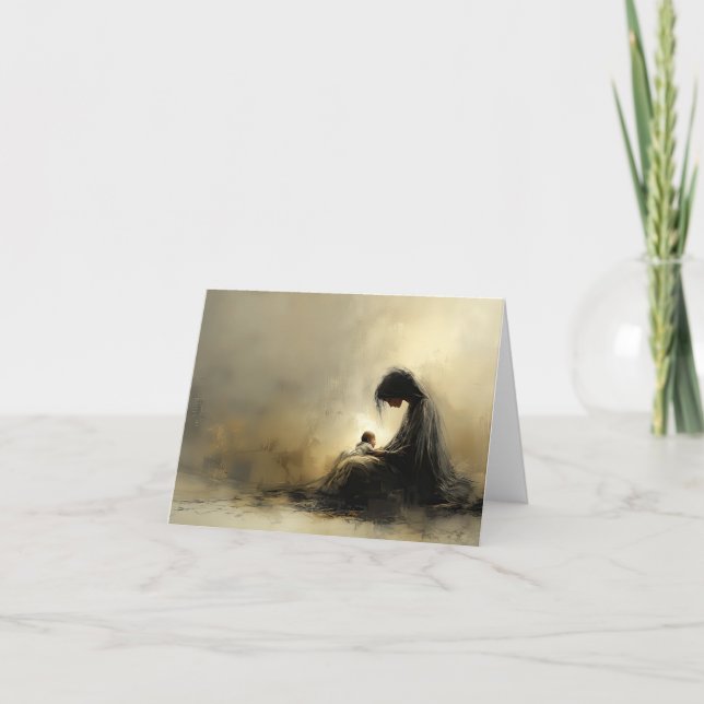 Festiva Tarjeta doblada de la Madonna y el Niño - En blanc (Anverso)