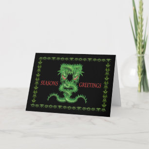 Festiva Tarjeta doble de Navidades del Dragón Verde