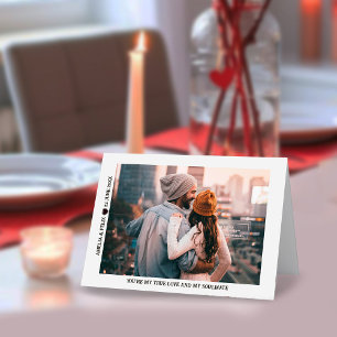 Festiva Tarjeta Doble Personalizada con Foto de Pareja Rom