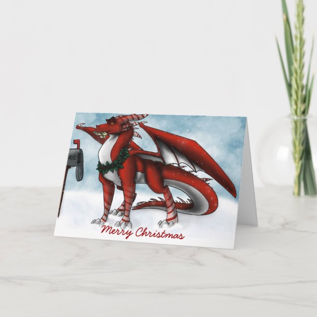Festiva Tarjeta Dragon para navidades (Anverso)