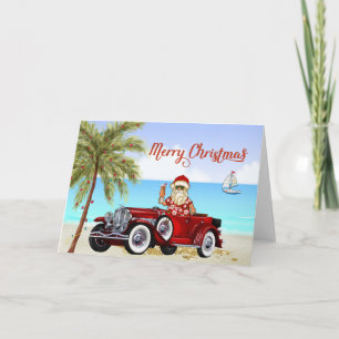 Festiva Tarjeta Duesenberg para Navidades de playa tropica