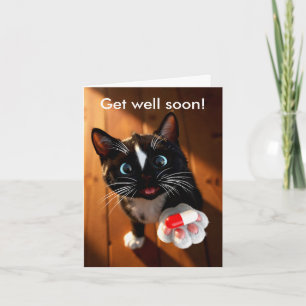 Festiva Tarjeta dulce de recuperación Gato cariñoso
