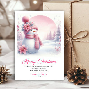 Festiva Tarjeta editable clásica de copo de nieve rosa par