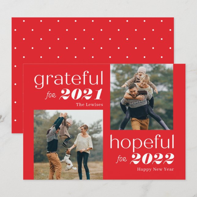 Festiva Tarjeta editable de Año Nuevo en color Grata y Esp (Anverso / Reverso)