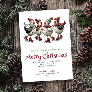 Festiva Tarjeta editable de saludo navideño de gallinas pe