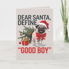 Festiva Tarjeta EDITABLE Pug Funny Dog Navidades