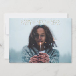Festiva Tarjeta EDITABLE Sparkly Gold Feliz Año Nuevo