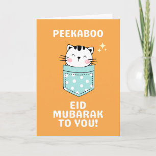 Festiva Tarjeta Eid Mubarak Eid para el gato peekaboo