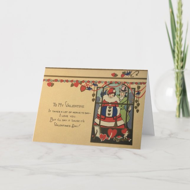 Festiva Tarjeta El día de San Valentín Art Deco (Anverso)