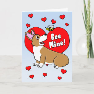 Festiva Tarjeta El día de San Valentín Bee Mine Corgi