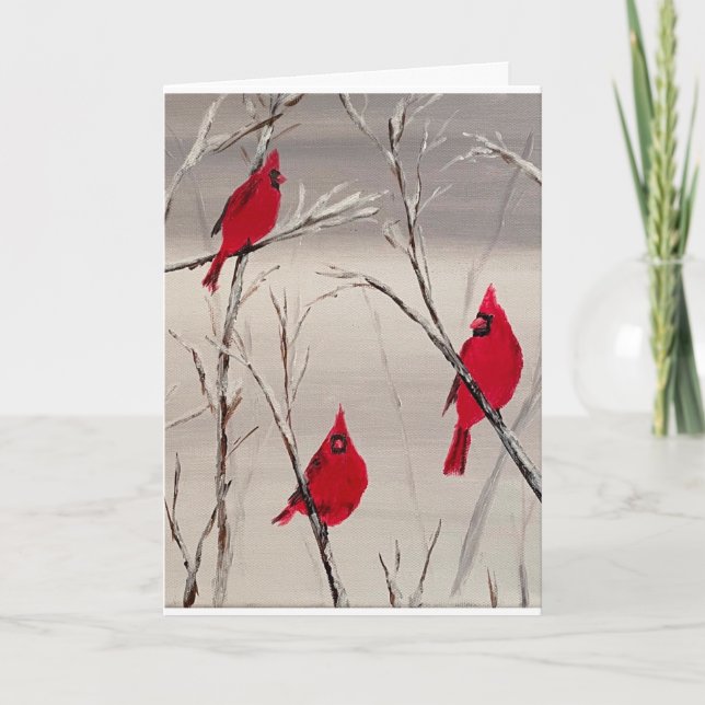 Festiva Tarjeta el día de San Valentín con cardenales (Anverso)