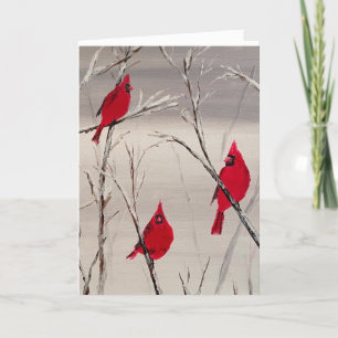 Festiva Tarjeta el día de San Valentín con cardenales y po