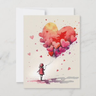 Festiva Tarjeta el día de San Valentín con globos cardíaco